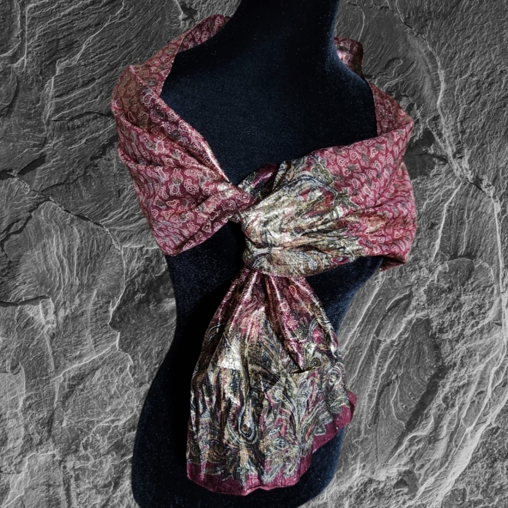 Vintage Carolyne Barton Night Collection Foiled Scarf